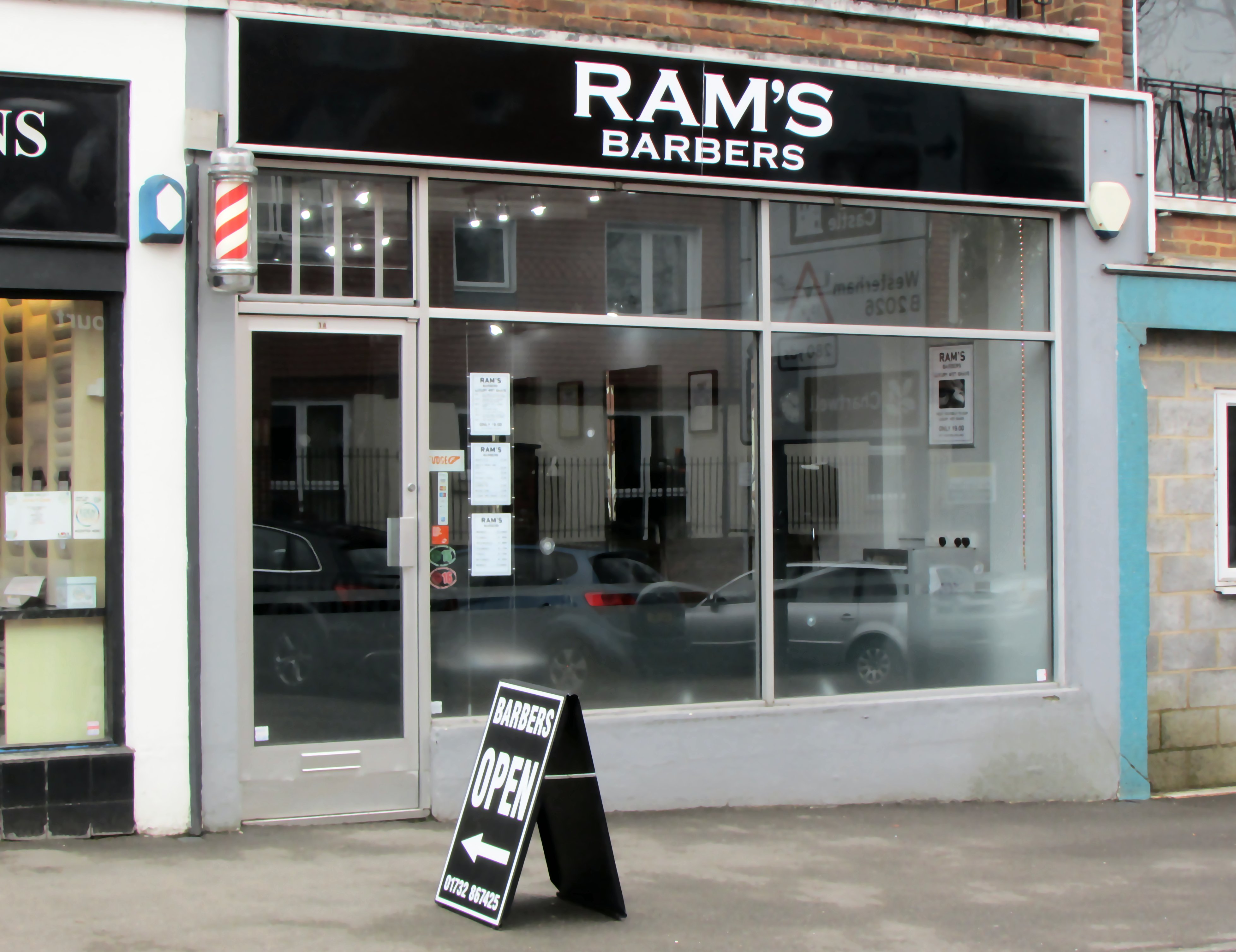 Shop Front Ram's Barbers, Edenbridge, Kent.